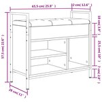 vidaXL Banc à chaussures sonoma gris 65 5x32x57 5 cm bois d'ingénierie