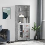 vidaXL Buffet haut Gris béton 69 5x34x180 cm Bois d'ingénierie