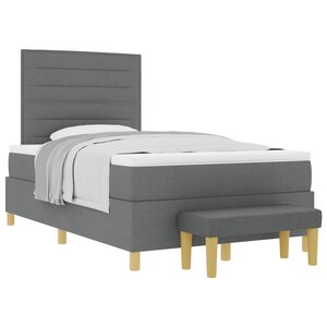 vidaXL Lit Box Spring avec Matelas & Banc Gris Foncé 120x200 cm Tissu