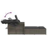 vidaXL Chaise longue double et auvent et coussins gris résine tressée