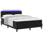 Lit box spring vidaXL avec matelas et LED noir 140x200 cm en velours