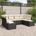 vidaXL Ensemble de 6 Canapés de Jardin avec Coussins Noir en Rattan Poly
