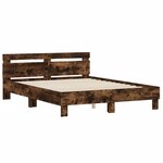 vidaXL Cadre de lit avec LED sans matelas chêne fumé 140x190 cm