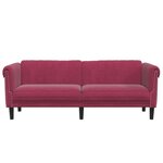 vidaXL Canapé à 3 places rouge bordeaux velours