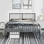 vidaXL Cadre de lit métal sans matelas avec pied de lit noir 135x190cm