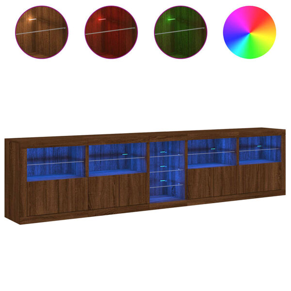 vidaXL Buffet avec lumières LED chêne marron 283x37x67 cm