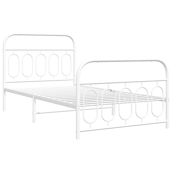 vidaXL Cadre de lit métal avec tête de lit/pied de lit blanc 107x203cm