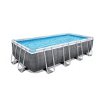 BESTWAY Piscine rectangulaire Power Steel - Motif rotin gris - 549 x 274 x 122 cm