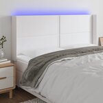 vidaXL Tête de lit à LED Blanc 183x16x118/128 cm Similicuir