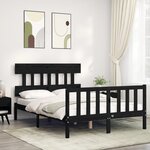vidaXL Cadre de lit sans matelas noir 140x190 cm bois de pin massif