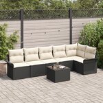 Set de canapé jardin 6 pièces avec coussins rotin synthétique beige