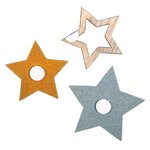 14 étoiles adhésives miniatures en bois