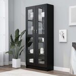 vidaXL Armoire à vitrine Noir 82 5x30 5x185 5 cm Bois d’ingénierie