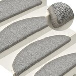 vidaXL Tapis de marches d'escalier 15 Pièces Gris clair 56x17x3 cm