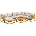 Salon de jardin meuble d'extérieur ensemble de mobilier 8 pièces avec coussins gris clair bois massif 02_0017589