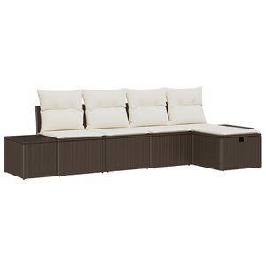 vidaXL Ensemble de Canapé de 5 Pièces avec Coussins Marron