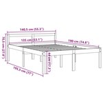 vidaXL Lit pour personne âgée sans matelas 135x190 cm bois pin massif
