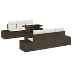vidaXL Ensemble de canapé de jardin 7 pièces avec coussins Marron en poly rattan