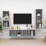vidaXL Ensemble de meuble TV 4 Pièces Gris béton Aggloméré