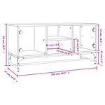 vidaXL Meuble TV avec portes en verre gris béton 102x37x50 cm