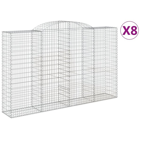 vidaXL Paniers à gabions arqués 8 Pièces 300x50x180/200 cm fer galvanisé