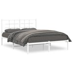 vidaXL Cadre de lit métal avec tête de lit blanc 140x190 cm