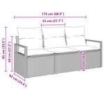 Canapé de Jardin 3 Pièces vidaXL avec Coussins Noir en Rattan Poly