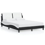 vidaXL Cadre de lit avec LED sans matelas noir et blanc 140x200 cm