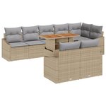 vidaXL Ensemble de salle à manger de jardin 9 pièces avec coussins Beige Poly Rattan Acacia