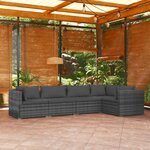 vidaXL Salon de jardin 5 Pièces avec coussins Résine tressée Gris