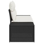 vidaXL Canapé 2 places avec coussins noir rotin poly