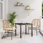 vidaXL Ensemble de salle à manger de jardin 3 pièces avec coussins Marron Poly Rattan