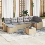 vidaXL Ensemble de canapé de jardin 8 pièces avec coussins en rotin noir poly