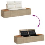 Ensemble de Canapé de Jardin vidaXL 5 pièces avec Coussins Beige Rattan Poly