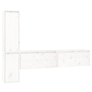 vidaXL Meubles TV 4 Pièces Blanc Bois massif de pin