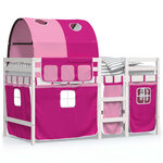 vidaXL Lit mezzanine enfants avec tunnel rose 90x200cm bois pin massif