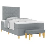 vidaXL lit à ressorts avec matelas et banc gris clair 120x190 cm tissu