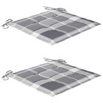 vidaXL Chaises Batavia 2 Pièces avec coussins à carreaux gris Teck massif