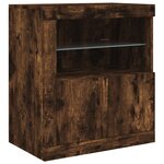 vidaXL Buffet avec lumières LED chêne fumé 162x37x67 cm