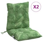 vidaXL Coussins de chaise à dossier bas lot de 2 modèle de feuille