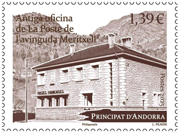 Timbre Andorre - Antiga oficina de La Poste de l'avinguda Meritxell