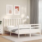 vidaXL Cadre de lit avec tête de lit blanc 120x200 cm bois massif