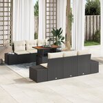 vidaXL Set de canapés de jardin de 7 pièces avec coussins noir poly rattan