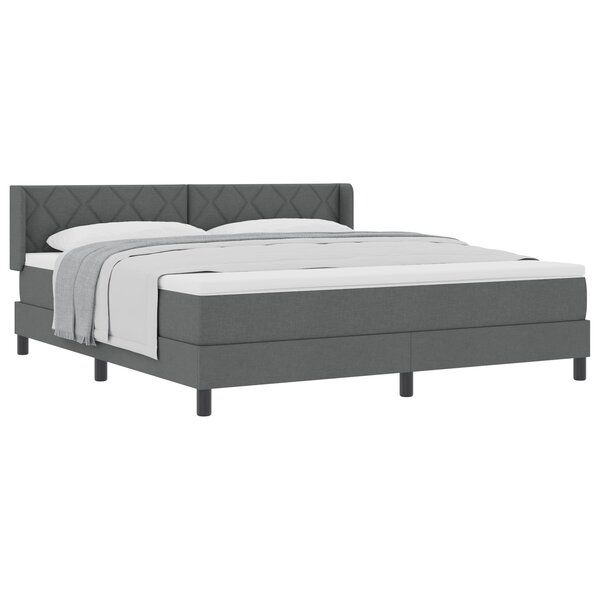 Lit à ressorts vidaXL avec matelas gris foncé 180x200 cm en tissu