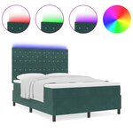 lit Box Spring vidaXL avec matelas et LED vert foncé 160x200 cm en velours