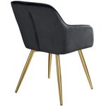 Lot de 2 chaises pieds doré siège de salon cuisine salle à manger design élégant noir 08_0000165