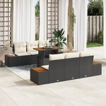Ensemble de Canapés de Jardin 7 Pièces vidaXL avec Coussins Noir Rotin Synthétique