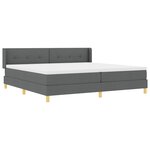 vidaXL Lit à ressort avec matelas gris foncé 200x200 cm en tissu