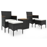 vidaXL Ensemble de bistro de jardin 5Pièces Résine tressée et acacia Noir