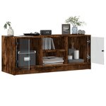 vidaXL Meuble TV avec portes en verre chêne fumé 102x37x42 cm